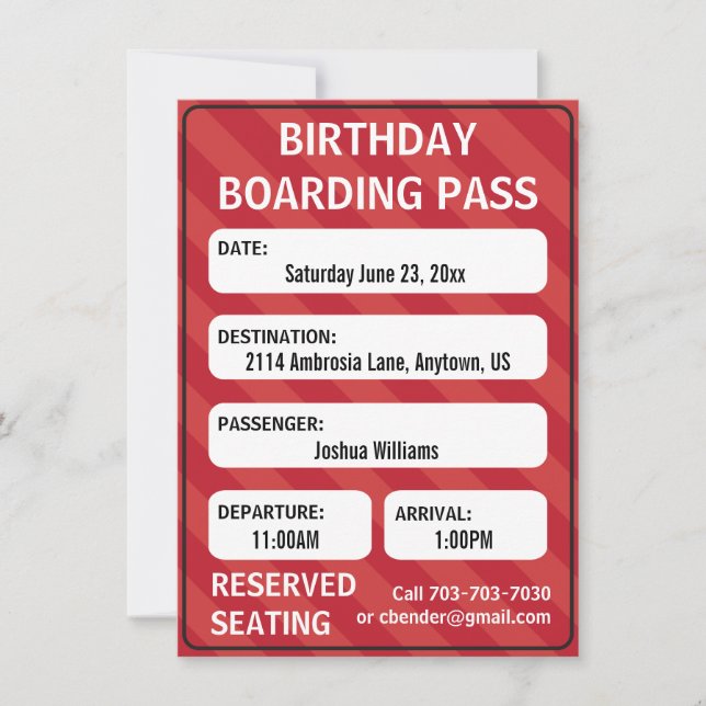 Kids Boarding Pass Invitation (Front)