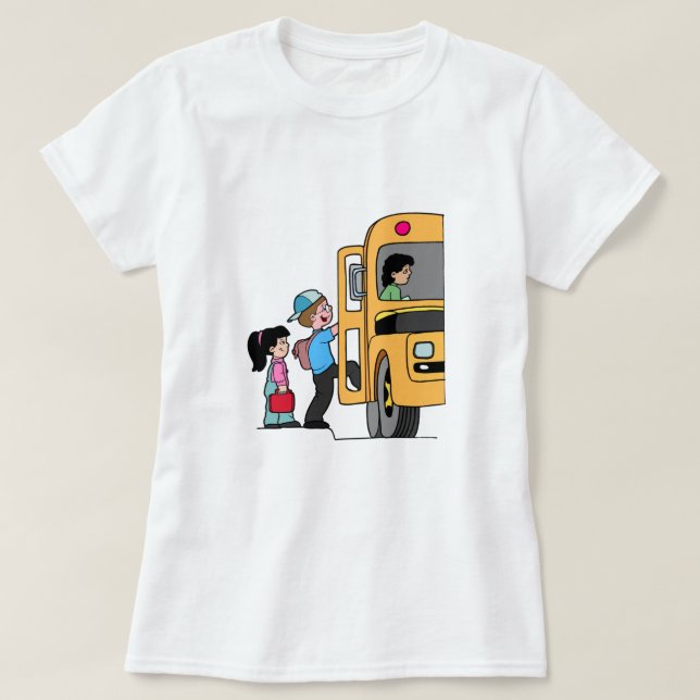 Kids Boarding School Bus T-Shirt (Design Front)