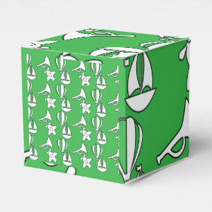 Kids Boat Plane Green Square Popcorn Favor Boxes