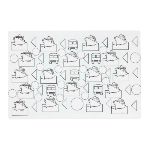 Kids Boats And Buses Birthday  Activity Coloring  Placemat