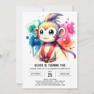 Kids Boho Monkey Birthday Invitation