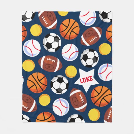 Kids Bold Colorful Sports Fleece Blanket