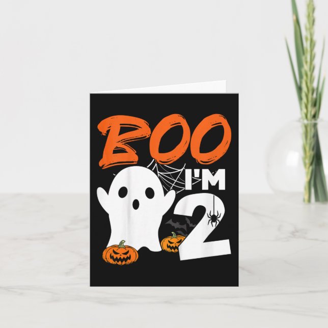 Kids Boo Im 2 Halloween Costume Birthday Party Dec Card (Front)