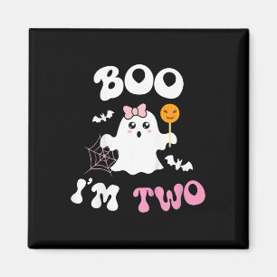 Kids Boo I'm Two Ghost Second 2nd Birthday Groovy  Magnet