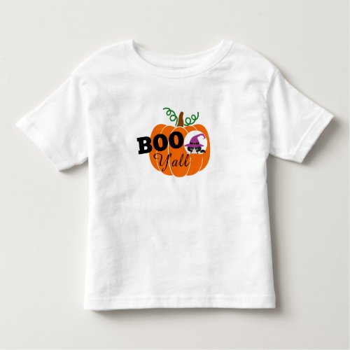 Kids Boo Yall Cute Halloween Black Cat Pumpkin Toddler T_shirt