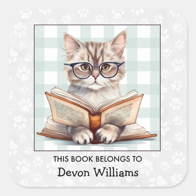 Kids Book Cat Bookplate (Front)