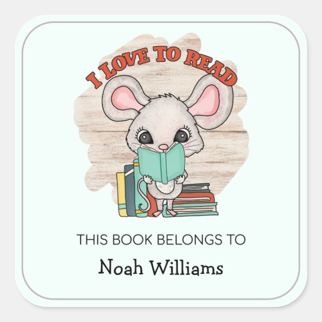 Kids Book Mouse Personalized Bookplates (Front)