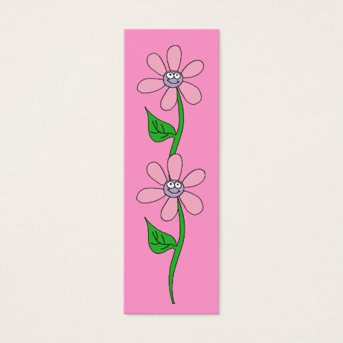 Kid's Bookmark Girls Pink Flowers Business Card Templates