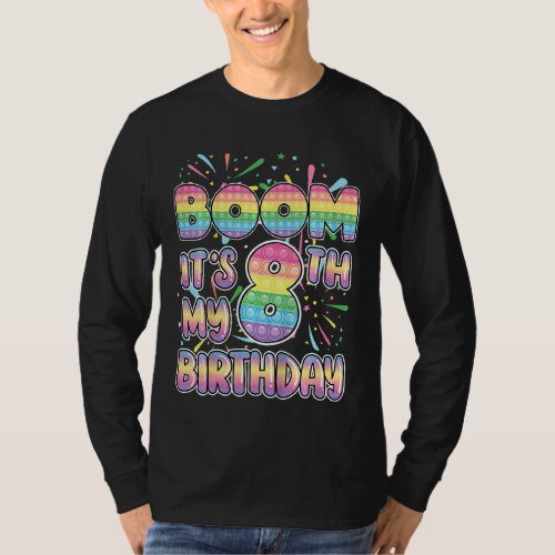Kids  Boom Its My 8th Birthday Popper Number Pop  T_Shirt