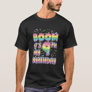 Kids Boom It's My 9th Birthday Popper Number Pop T-Shirt