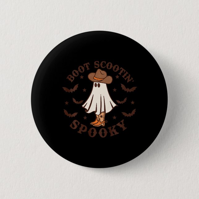 Kids Boot Scootin Spooky Western Halloween Retro F Button (Front)