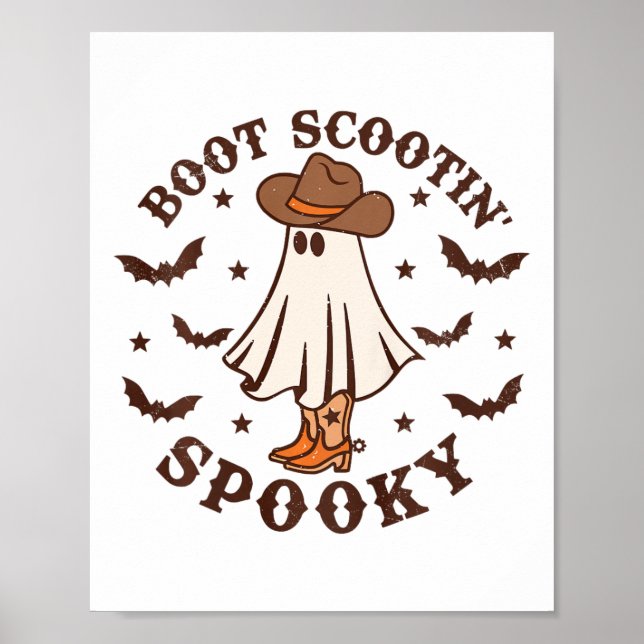Kids Boot Scootin Spooky Western Halloween Retro F Poster (Front)