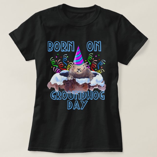 Kids Born On Groundhog Day Birthday Shirt Kids Cut (Design Front)