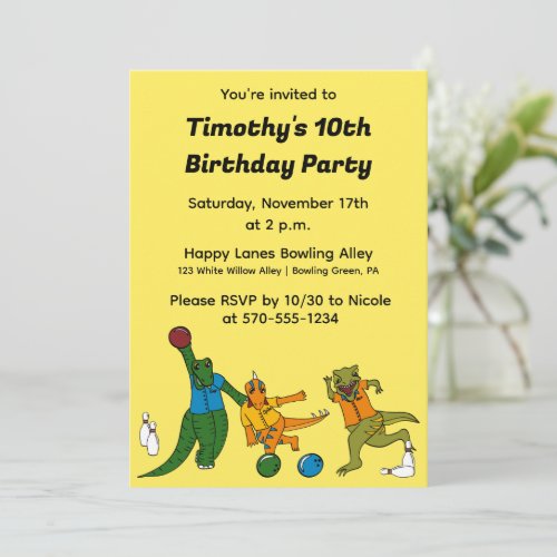 Kids Bowling Alley Birthday Party Invitation