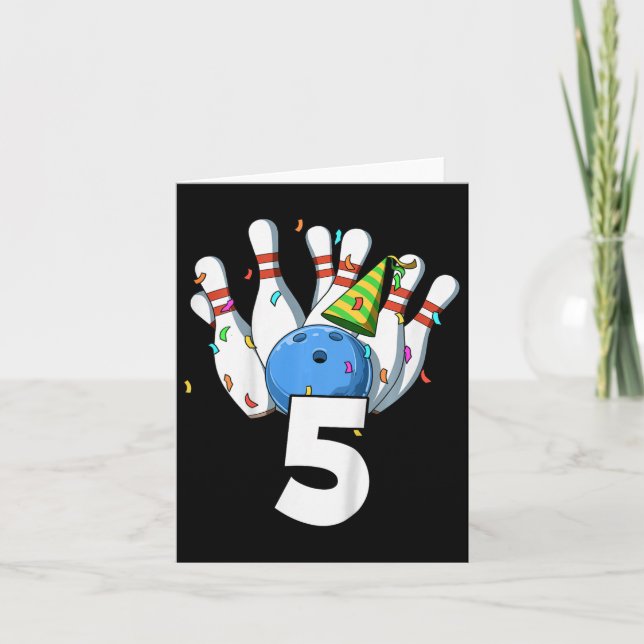 Kids Bowling Birthday 5 Bowling Theme 5th Birthday Card (Front)