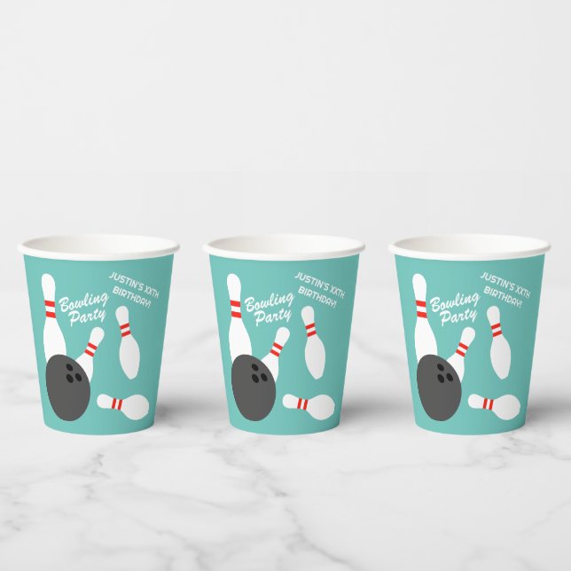 Kid's bowling Birthday party custom paper cups (Multi)