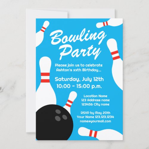 Kids bowling Birthday party invitation template