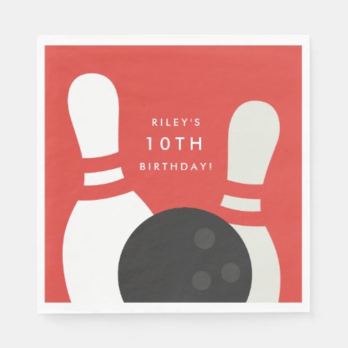 Kids Bowling Birthday Party Napkins