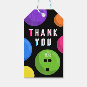 Bowling Pin Party Favor Gift Tags Set of 12 