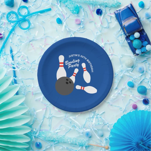 Kid's bowling Birthday party theme paper plates (Party)