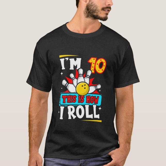 Kids Bowling Motif For 10 Year Old Little Bowler 1 T-Shirt (Front)
