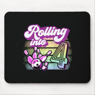 Kids Bowling Party Rolling Into 4 Bowling Birthday Mouse Pad