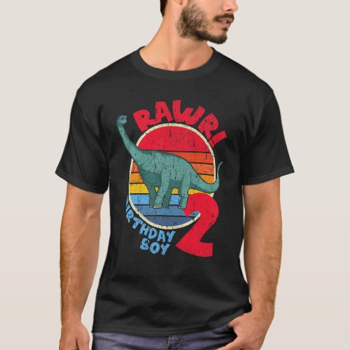 Kids Boy 2nd Birthday I Rawr Brachiosaurus I Fami T_Shirt