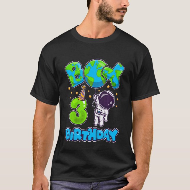 Kids Boy 3rd Birthday Birthday Astronaut Boy 3 Yea T-Shirt (Front)