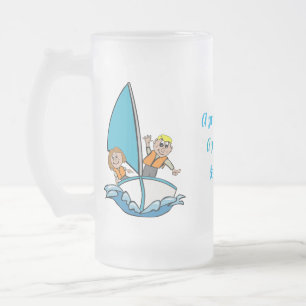 Kids Boy and Girl in Sailboat Frosted Mug