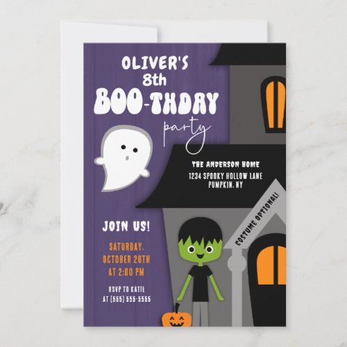 Kids Boy Halloween Birthday Party Invitation