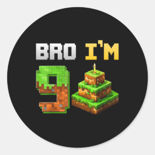Kids Boy Its My 9th Birthday Bro Game Pixel 9 Year Classic Round Sticker