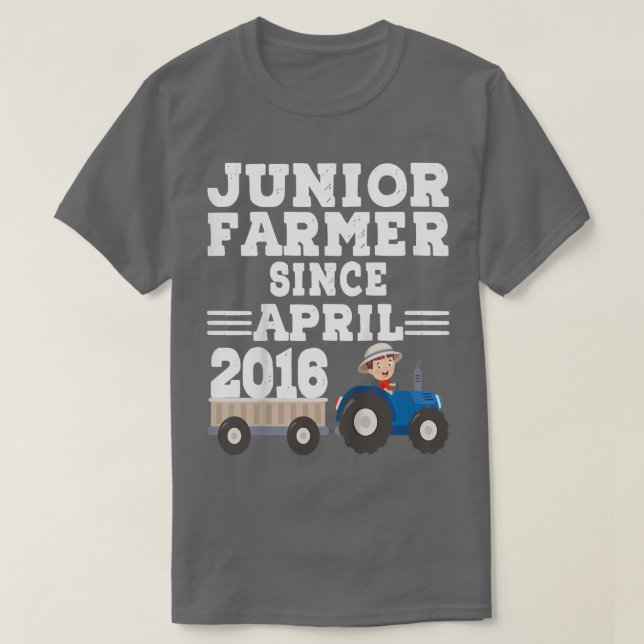 Kids Boy Junior Farmer Since April 2016 Birthday  T-Shirt (Design Front)