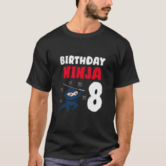 Kids Boys 8. Birthday 8 Years Old Ninja 8Th Birthd T-Shirt