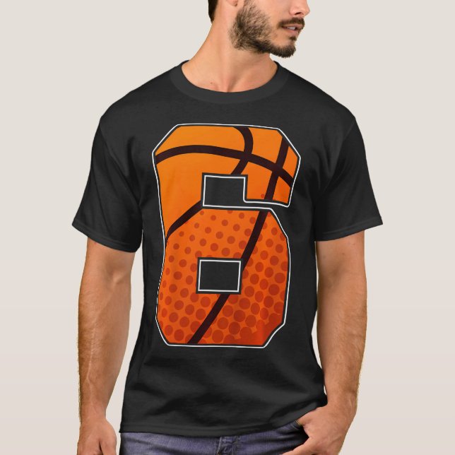 Kids Boys Basketball Birthday Shirt 6 For Six Year (Front)
