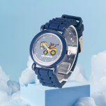 Kids Boys Construction Digger Excavator Name Watch<br><div class="desc">Blue,  digger,  construction excavator,  vehicle,  transport,  watch for kids. Custom,  Kids,  Name,  steel blue boys watch. Personalize it with your child's name.</div>