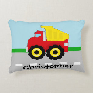 Kids Boys Construction Dumptruck Decorative Pillow