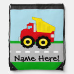 Kids Boys Construction Dumptruck Drawstring Bag