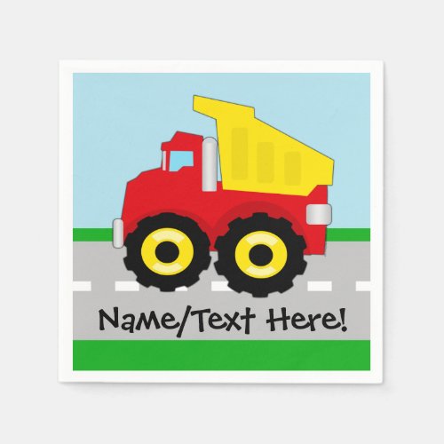 Kids Boys Construction Dumptruck Napkins