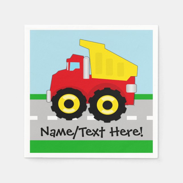 Kids Boys Construction Dumptruck Napkins (Front)