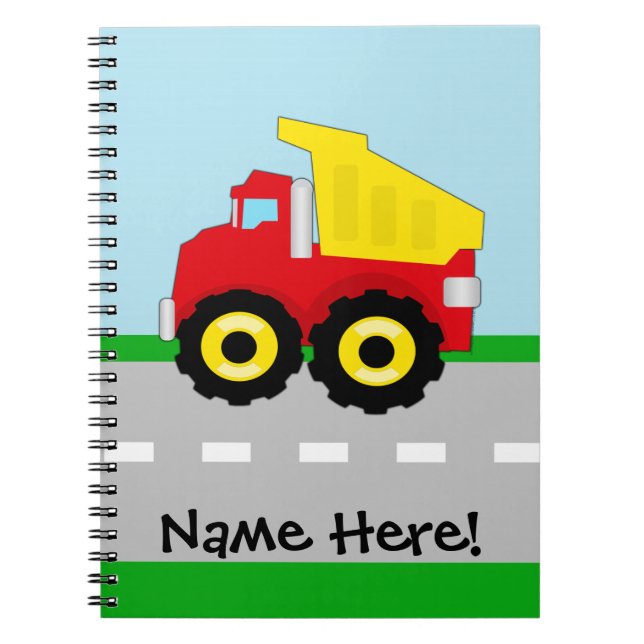 Kids Boys Construction Dumptruck Notebook (Front)