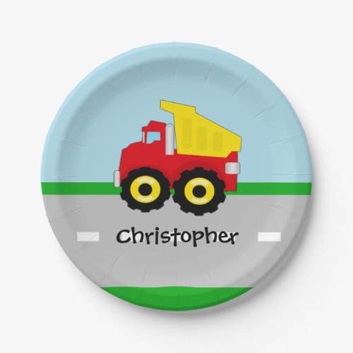 Kids Boys Construction Dumptruck Paper Plates