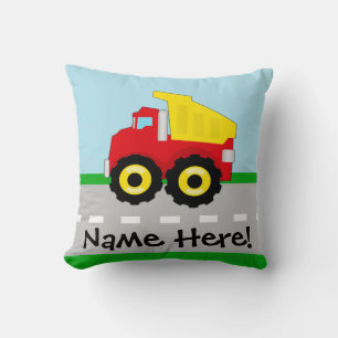 Kids Boys Construction Dumptruck Throw Pillow
