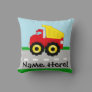 Kids Boys Construction Dumptruck Throw Pillow