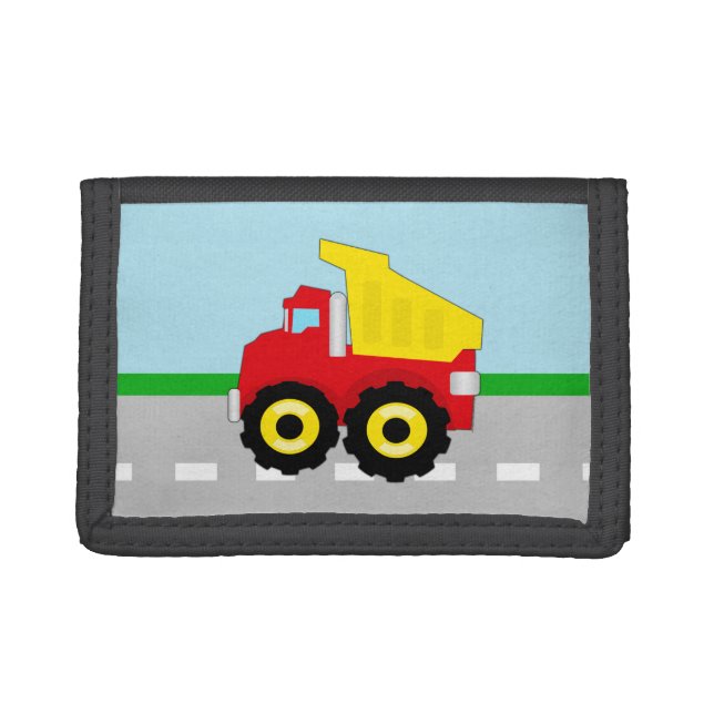 Kids Boys Construction Dumptruck Tri-fold Wallet (Front)