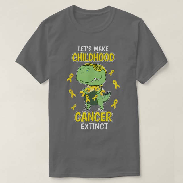 Kids Boys Dinosaur Childhood Cancer Awareness Mont T-Shirt (Design Front)