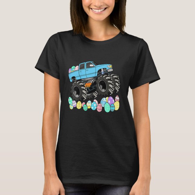 Kids Boys Easter Monster Truck Easter Eggs Toddler T-Shirt (Front)