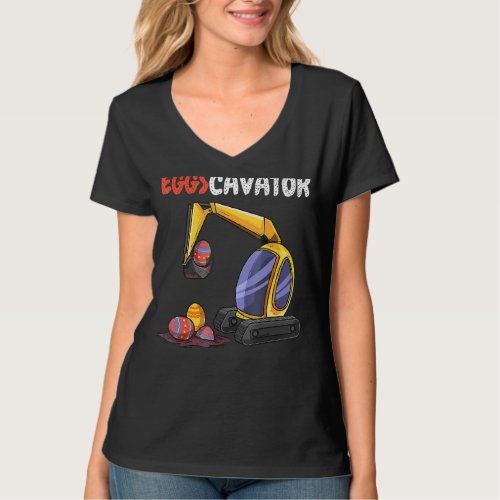 Kids Boys Eggscavator  Easter Excavator Truck T_Shirt