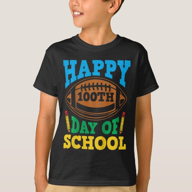Kids Boys Girls 100 Days Of School Happy 100th Day T-Shirt (Front)
