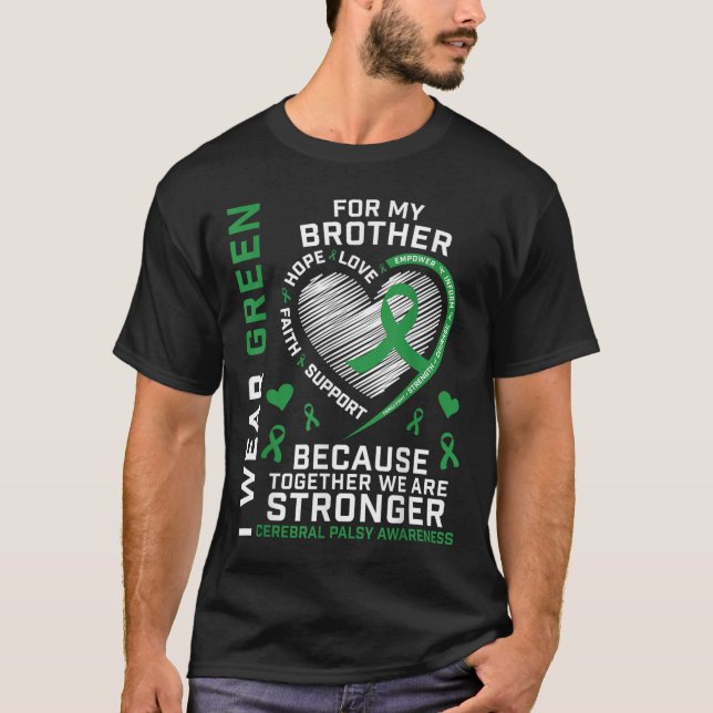 Kids Boys Girls Green Gifts Brother Cerebral Palsy T-Shirt (Front)