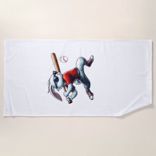 Kids Boys Happy Easter Bunny Playing Baseball East Beach Towel